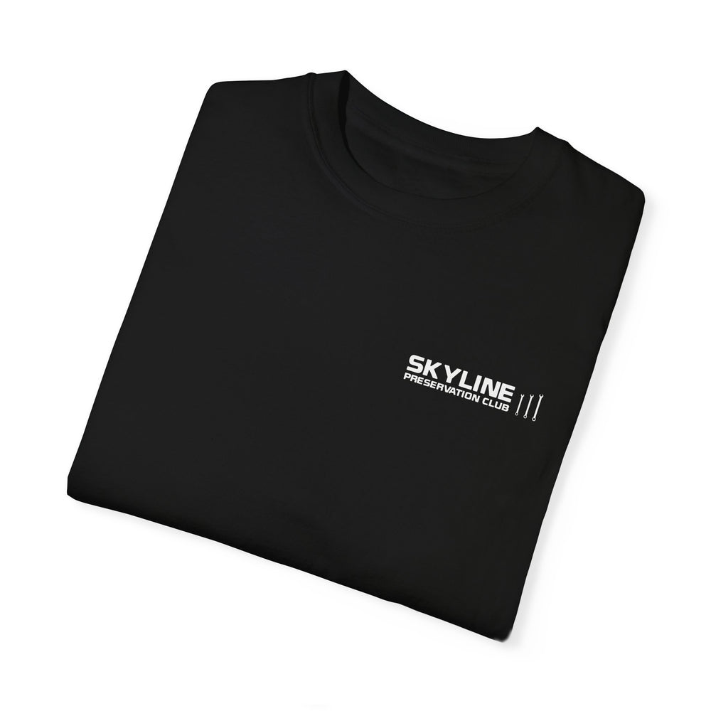 SKYLINE PRESERVATION CLUB LOGO TEE - BLACK