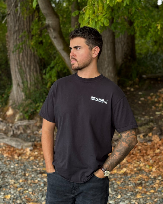 SKYLINE PRESERVATION CLUB WRENCH LOGO TEE - BLACK