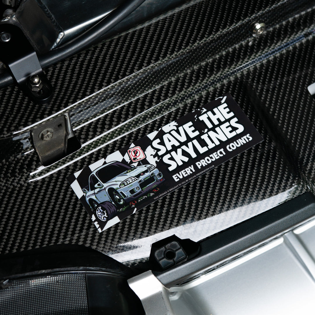 SAVE THE SKYLINES 7" BOX STICKER - OHANA GTR R33 EDITION