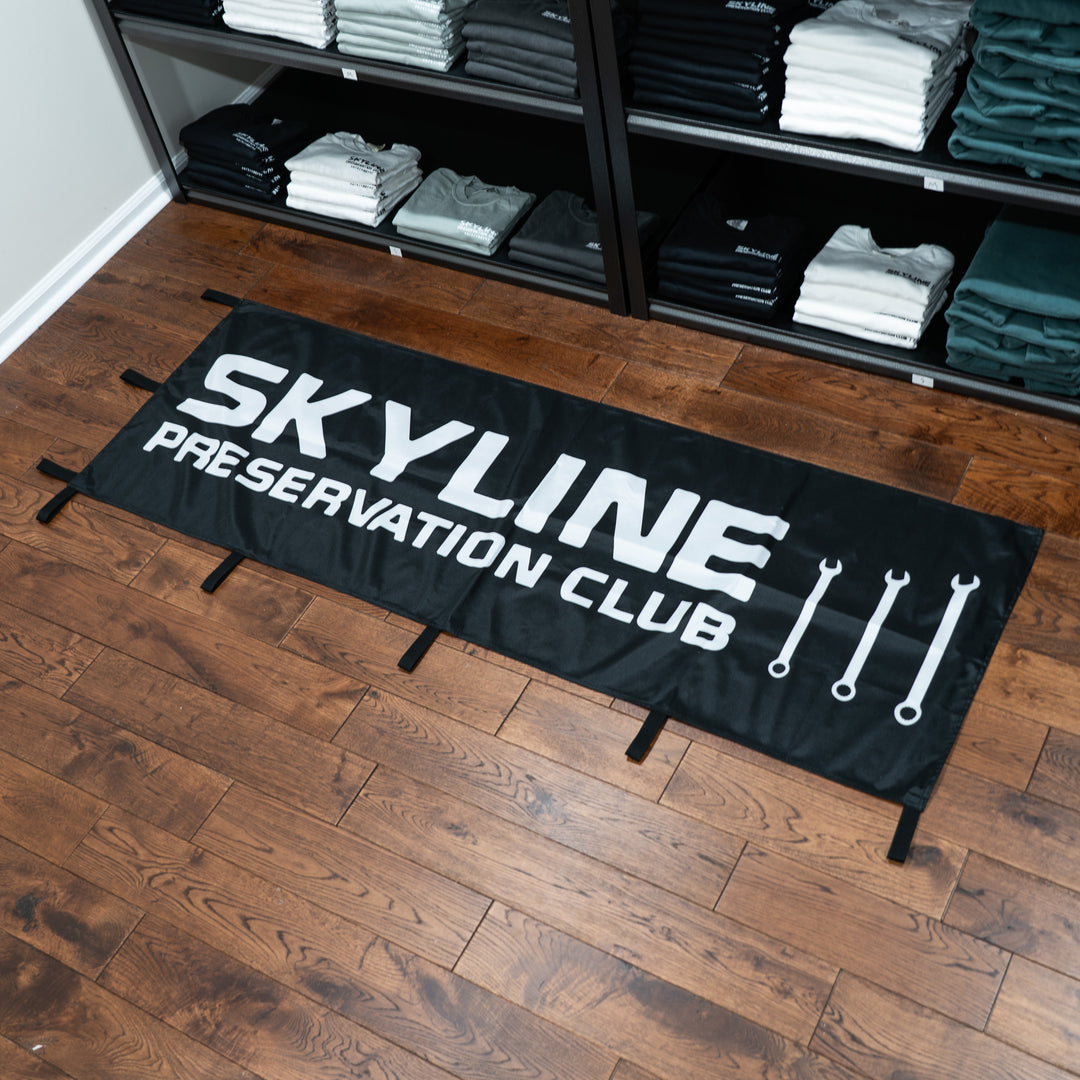 SKYLINE PRESERVATION CLUB LOGO NOBORI FLAG - BLACK