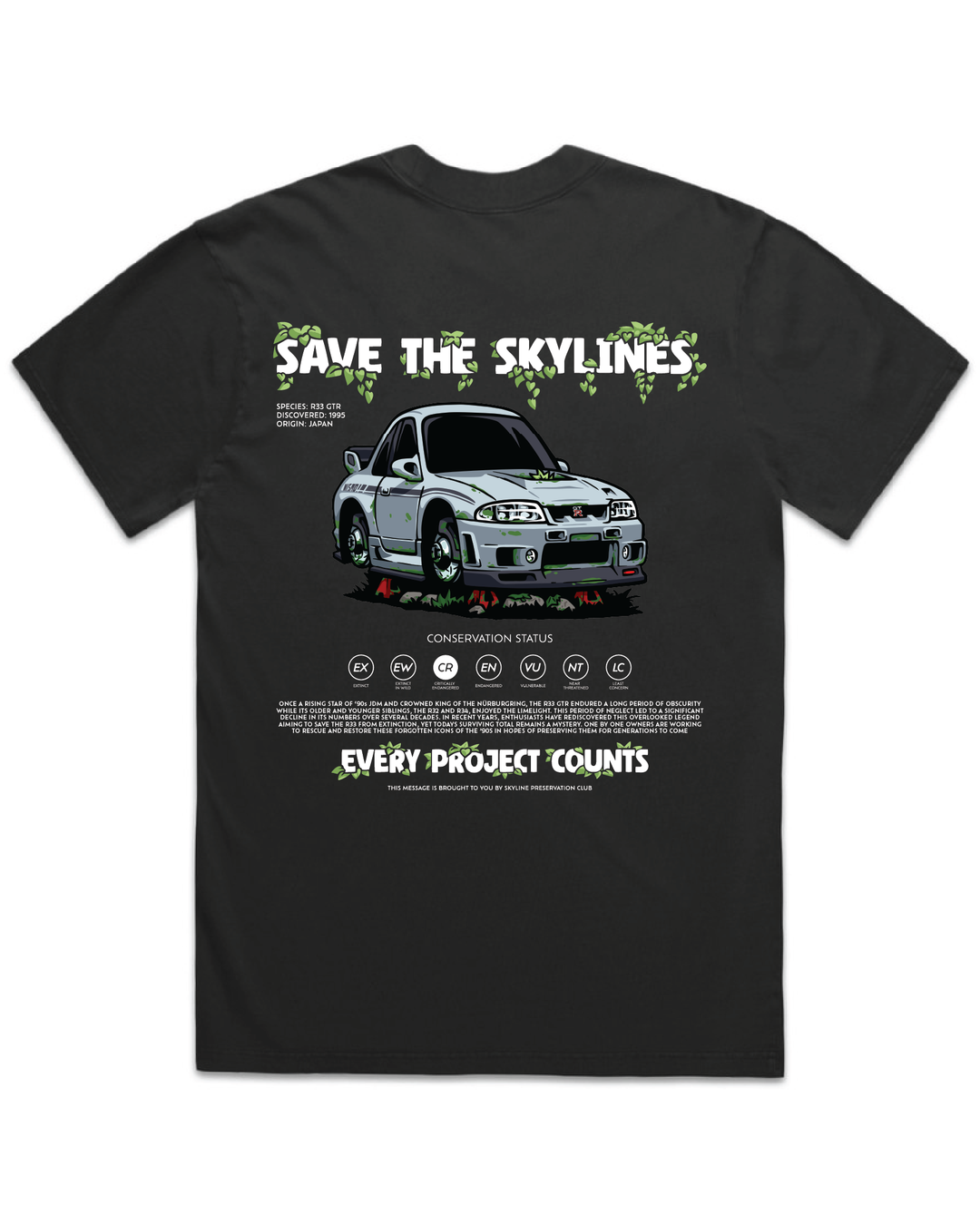 SAVE THE SKYLINES HEAVY TEE - R33 GTR EDITION