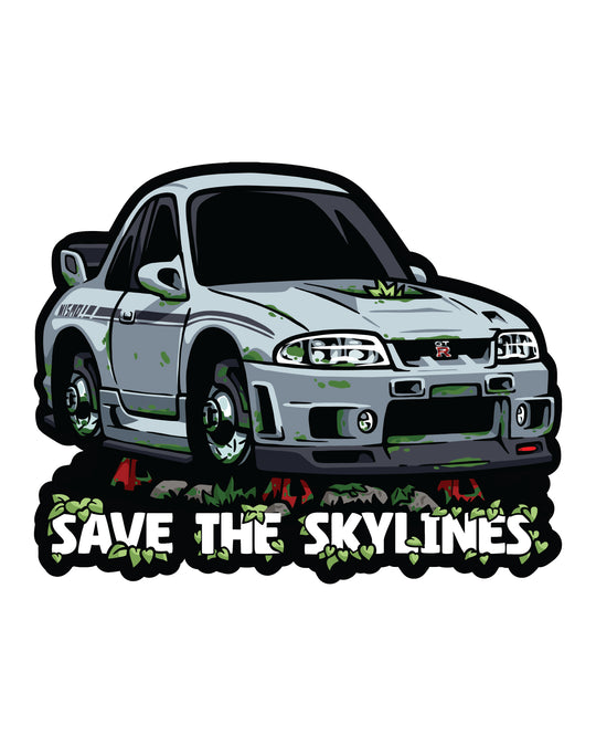 4" Save The Skylines Vinyl Sticker - R33 Ohana GTR Edition